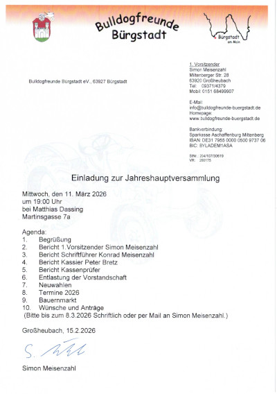 Jahreshauptversammlung der Bulldogfreunde